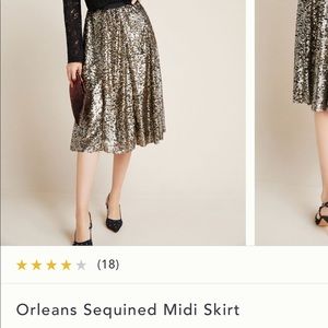 Anthropologie gold sequence skirt